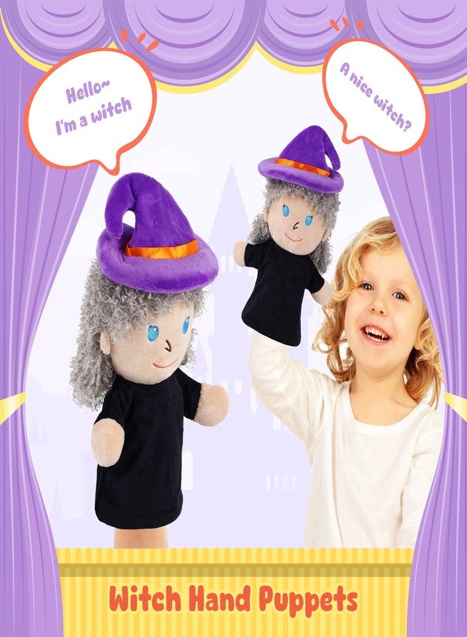 ZJoey Castle Hand Puppets Fairy Tales Queen & King, Princess & Prince, Elf & Witch Plush Toys Role-Play Toy Puppets for Kids Storytelling Imaginative Pretend Play Teaching Preschool(Witch) - Image 3